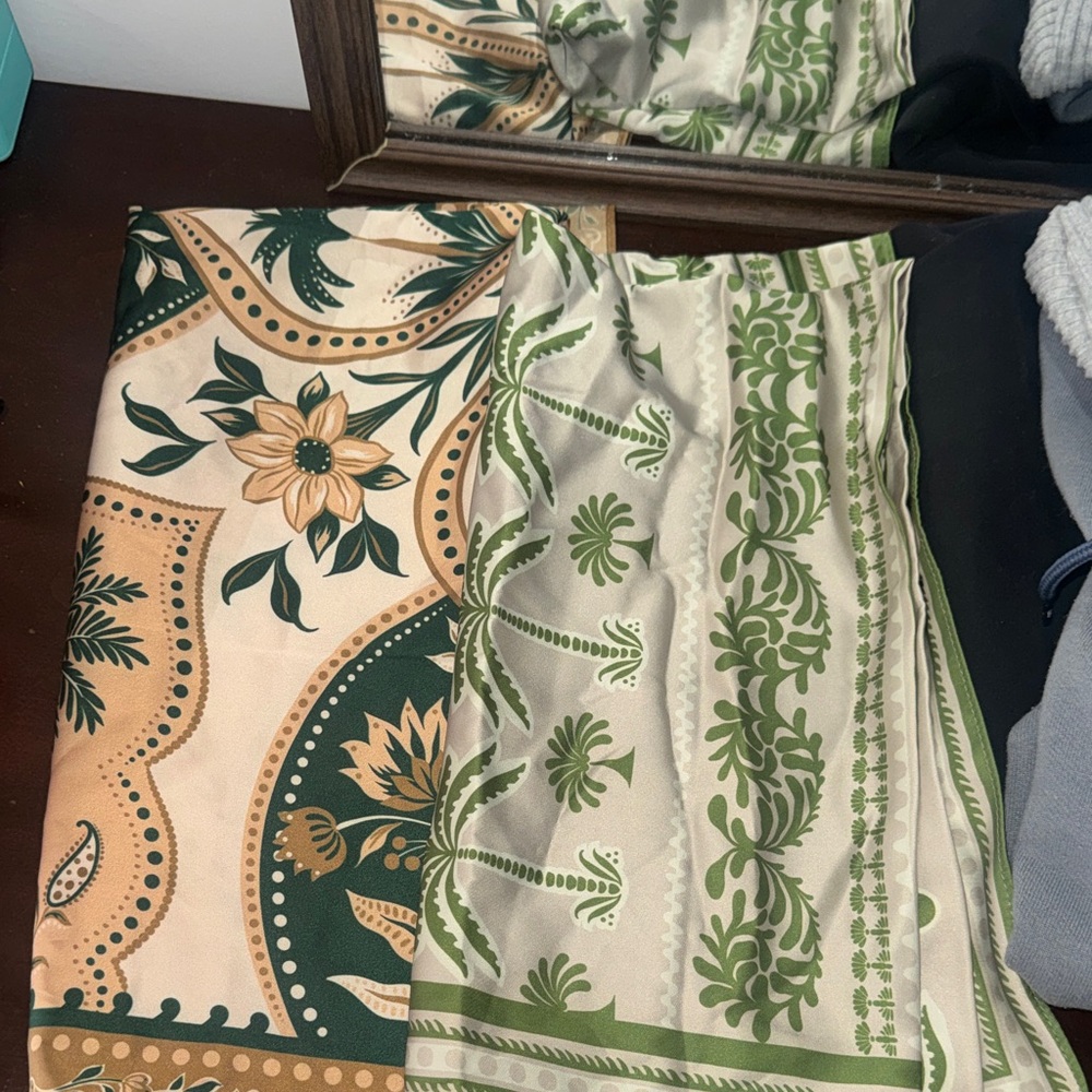 Anthropologie Floral & Paisley Scarf in Cream, Green, Gold
